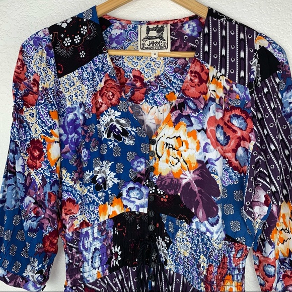 Jaase Patches Patchwork Mixed Media Print Maxi Dress - Picture 6 of 8